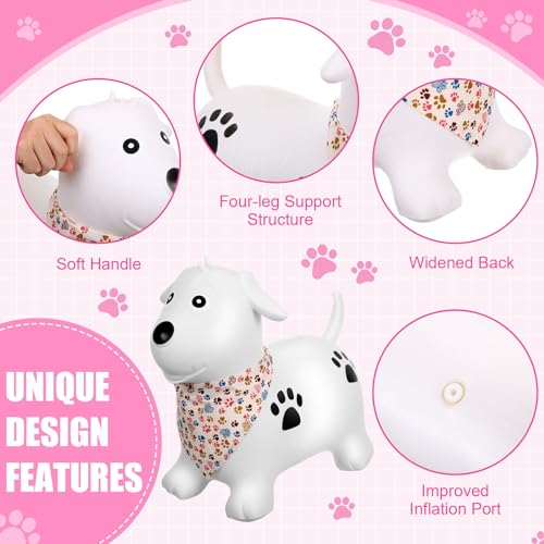 2 Pack Bouncy Animal Dog Hopper Inflatable Bouncing Horse Hopper Toys Jumping Ride on Hopping Bounce with Pump Rubber Bouncing Animal Gift for Boys Girls(White, Pink,Classic Style) - Image 5