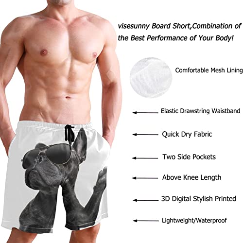 visesunny Cool Trendy Posing French Bulldog Summer Men's Swim Trunks Quick Dry Bathing Suits Beach Holiday Party Swim Shorts4