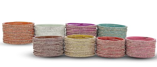 Image of NMII Glass with Plain and Glossy Finished Bangle Set For Women and Girls