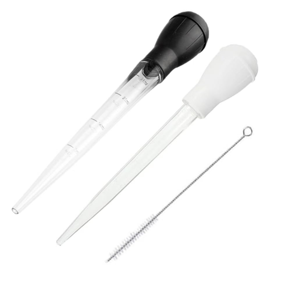 2 Pcs Turkey Baster, Chicken Turkey Poultry Meat BBQ Baster Syringe Tube, Kitchen Cooking Tools Kitchen Chicken Turkey Poultry Meat BBQ Food Flavour Baster (Black and White）