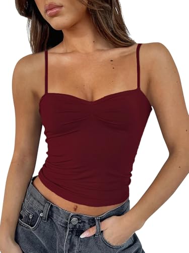 Going Out Tops for Women - Sexy Crop Tank Top Backless Camisole Tops Double Lined Spaghetti Strap Trendy
