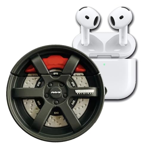 AirpodGen 4 2024/2025 case Silicone Animated Video Game Cool Funny 3D Rubber Protective car Wheel tire Rim Kawaii Teen Boys Shockproof w/Keychain