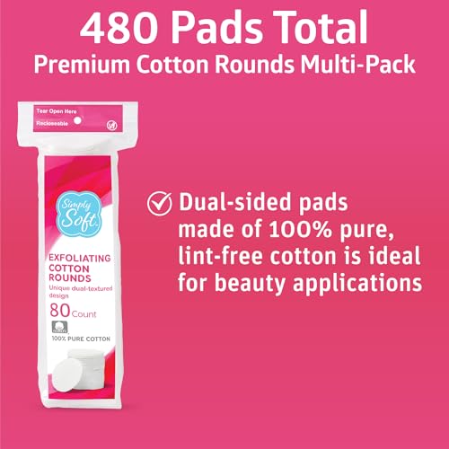 Tampons exfoliants hypoallergéniques coton Simply Soft disques démaquillants double texture x480