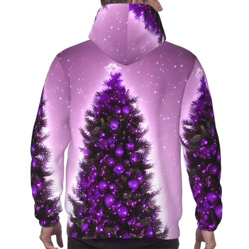 Sweat à capuche homme imprimé arbre violet polyvalent pour superposition décontractée - 4