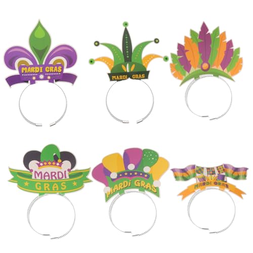 VALICLUD 6 Piezas diadema de carnaval bandas de cabello cintas para el pelo verde diademas hair topper cabezal tocado de diseño colorido decoración de cabello femenino Papel de aluminio
