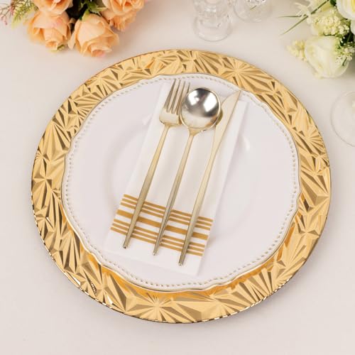 6 Platos Cargadores Redondos Plástico Dorado 13" miniatura 2