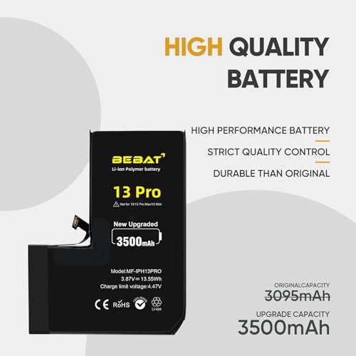 Image of Replacement for iPhone 13 Pro Battery, 3500mAh High Capacity Li-ion Polymer Replacement Battery for Model A2640 A2639 A2638 A2636 A2483 with Professional Repair Tool Kits