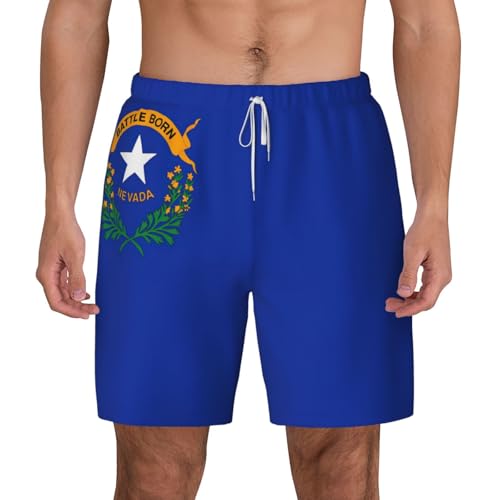 Nevada State Flagshort Swim Trunks with Waist Rope and Two Side Pockets Beach Shorts Bathing Suits for Men