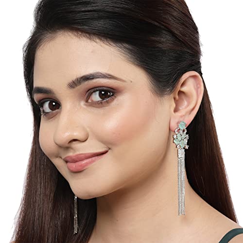 Rhodium Plated Drop Earrings