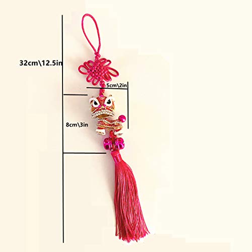 Jiamin 3D Lion Dance Good Luck Charm Gift Crystal Car Rear View Mirror Charms Car Charm & Home Decor Ornament (Pink) #TOP5