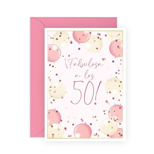 Central 23 Tarjeta de 50 cumpleaños mujer - '¡FABULOSA A LOS 50!' - Bonita tarjeta de felicitación para mama tía abuela - 50 años - Viene con pegatinas