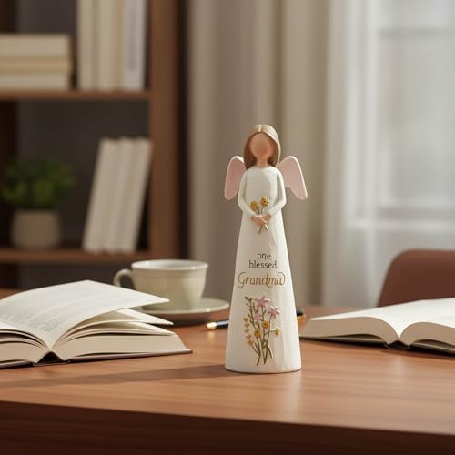 One Blessed Grandma Angel Figurine, Floral Resin Angel Statue for Grandma, Sweet Grandmother Gift, Shelf & Tabletop Angel Home Decor, 13.2 cm — view 8