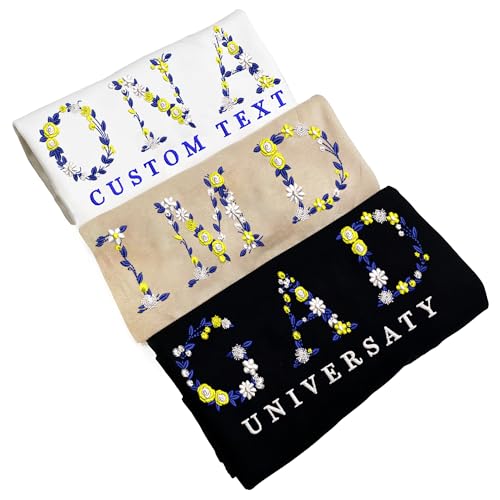 GodLover Custom Embroidered Sweatshirt With Flower Letter, Embroidered Christmas Sweatshirt Graduation Student Gift3