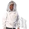 Beekeeping Jacket with Fencing Veil and Gloves, Cotton Bee Jacket for Men and Women, Heavy-Duty Brass Zippers (Small)