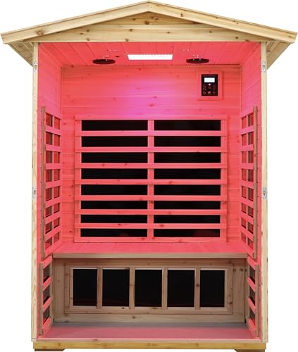 Image of LTCCDSS Full Spectrum Outdoor Infrared Sauna 2 Person, Fir Wood Far Infrared Low EMF Sauna Room for Home, Withstand Outdoor Temp -5℉-104℉| Chromotherapys-Bluetooth Speakers