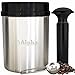 True Vacuum Seal Coffee Container. UPGRADED MODEL. Best Storage For Whole Bean & Ground. Stainless Steel Canister and Scoop.