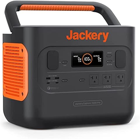 Jackery Explorer 2000 PRO Portable Power Station, 2160Wh Capacity with 3x120V/2200W AC Outlets, Solar Mobile Lithium Battery Pack for Outdoor RV Camping Emergency (Renewed) Cover