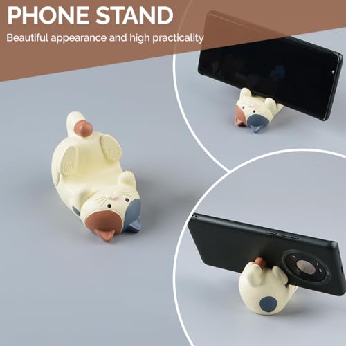 Image of ZORBES Resin Cat Figurine Phone Stand Holder, Sturdy Design to Hold Smartphones Without Tipping, Cute Mobile Stand for Desk, Gift for Cat Lovers, Desk Decor Accessory, 3.2 * 2.4inch