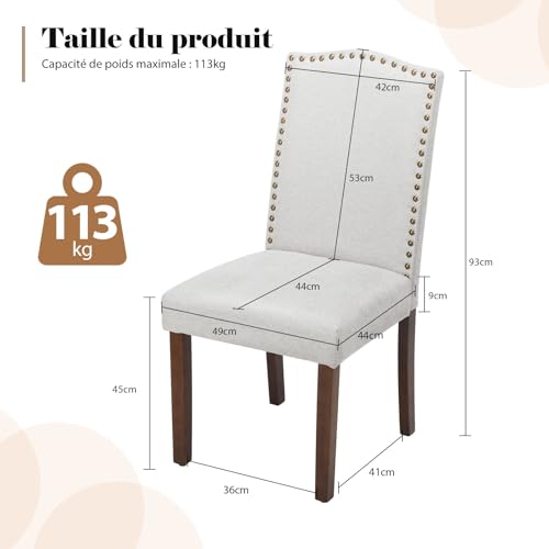 Chaises de salle à manger SURFOU design raffiné et hauteur de 93 cm - 3