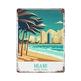 xiaoxiaoshen Póster de metal para decoración de pared de Miami, decoración moderna para el hogar, bar, tienda, decoración vintage, 40 x 30 cm