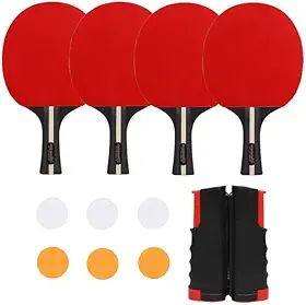 Jogo de Raquetes De Ping Pong Kit Completo 2 Pares De Raquetes Com Rede Retrátil 6 Bolas - Tênis De Mesa Raquetes Emborrachadas IMPERATRIZ