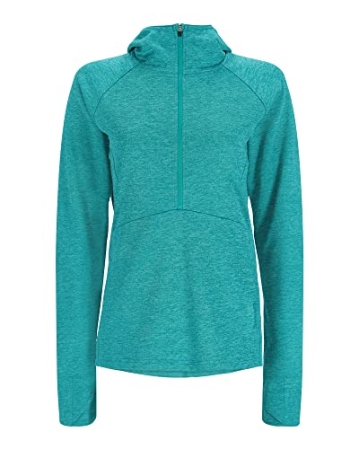 Simms Women’s Bugstopper Hoodie with Insect Shield, Half Zipper Fishing Hoodie, UPF 50 Sun Protection - Bluegrass Heather - X-Small