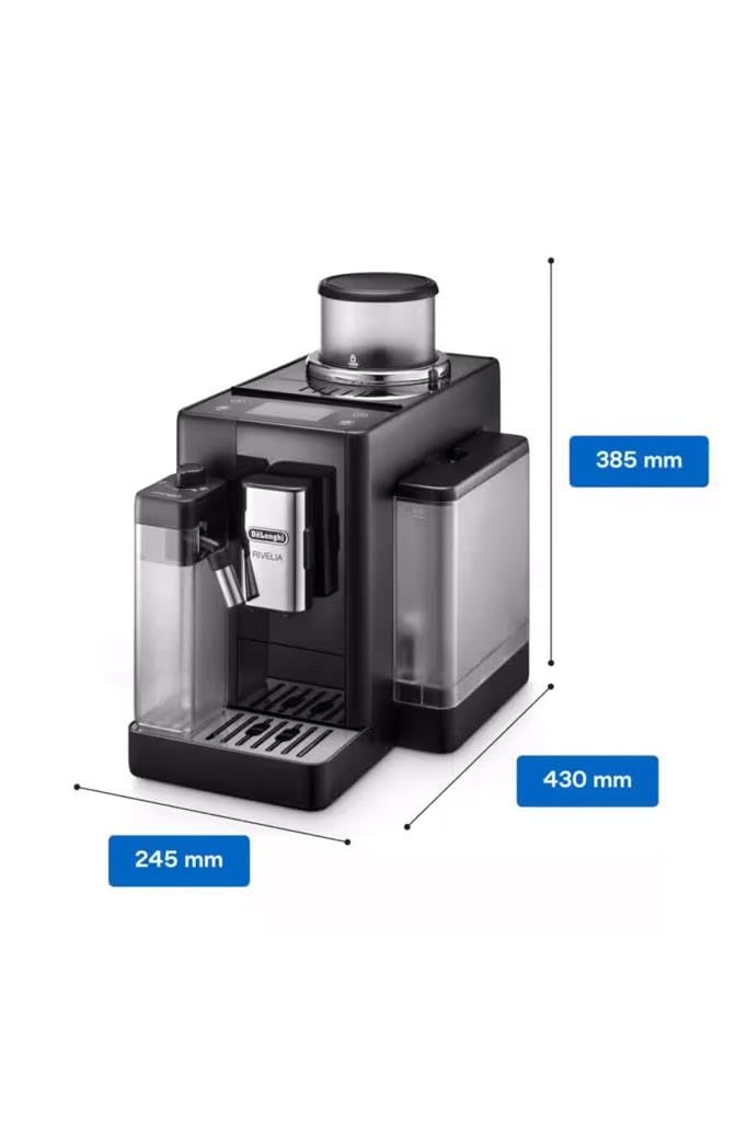 DeLonghi Rivelia Cafetera Superautomática con Molinillo y Depósito para Leche 19 Bares Negro Onyx