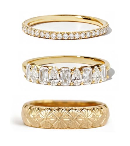 Image of Gold Rings for Women Non Tarnish Stackable Statement Promise Rings