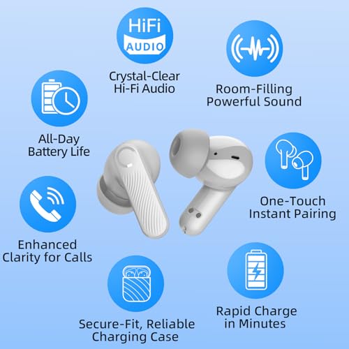 Image of 2 Pack ANC Wireless Earbuds with Big Bass Durable, Lightweight Design for Noisy Factories, Gym, and Travel, Includes 3-Size Tips for Secure Fit