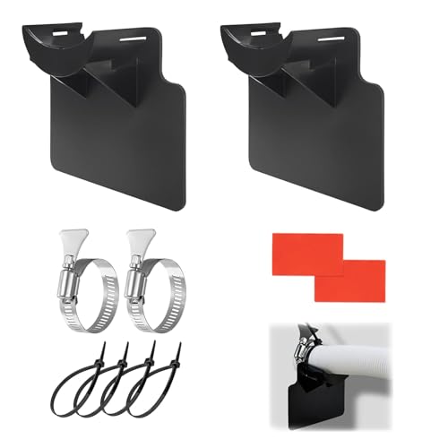 2 Pezzi Supporti Tubi Piscina, Raccordi per Piscine Supporti Tubi Flessibili Support pour Tuyau D'eau de Piscine con 2 nastri adesivi 4 fascette e 2 morsetti Accessori per Piscine Fuori Terra (Nero)