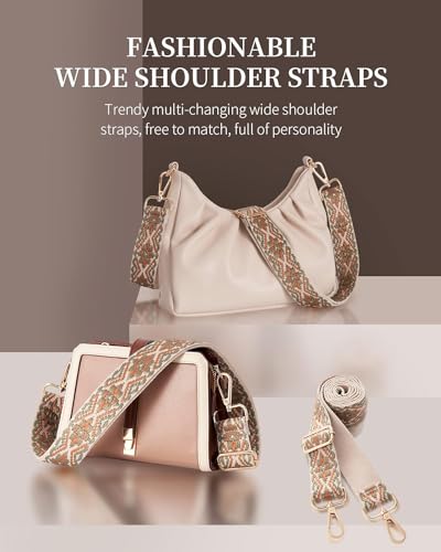 Image of Lyrovo Adjustable Purse Strap Replacement for Women, 1.5 inch Wide Crossbody Shoulder Strap Boho Handbag Strap (Bohemia-Beige Green)