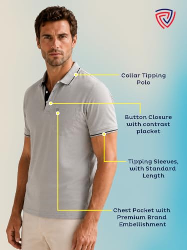 Image of Lux Cozi Men's T-Shirt with Chest Pocket | Polo T-Shirt for Man | Plain Casual Stylish | Half Sleeve| Cotton Blend Collar Polo T-Shirts for Men
