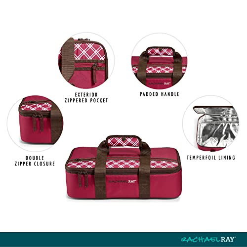 Rachael Ray Lasagna Lugger, Reusable Insulated Casserole Carrier Keeps Food Hot Or Cold For Hours, Perfect For Lasagna Pan, Casserole Dish, Baking Dish & More, Burgundy #TOP1