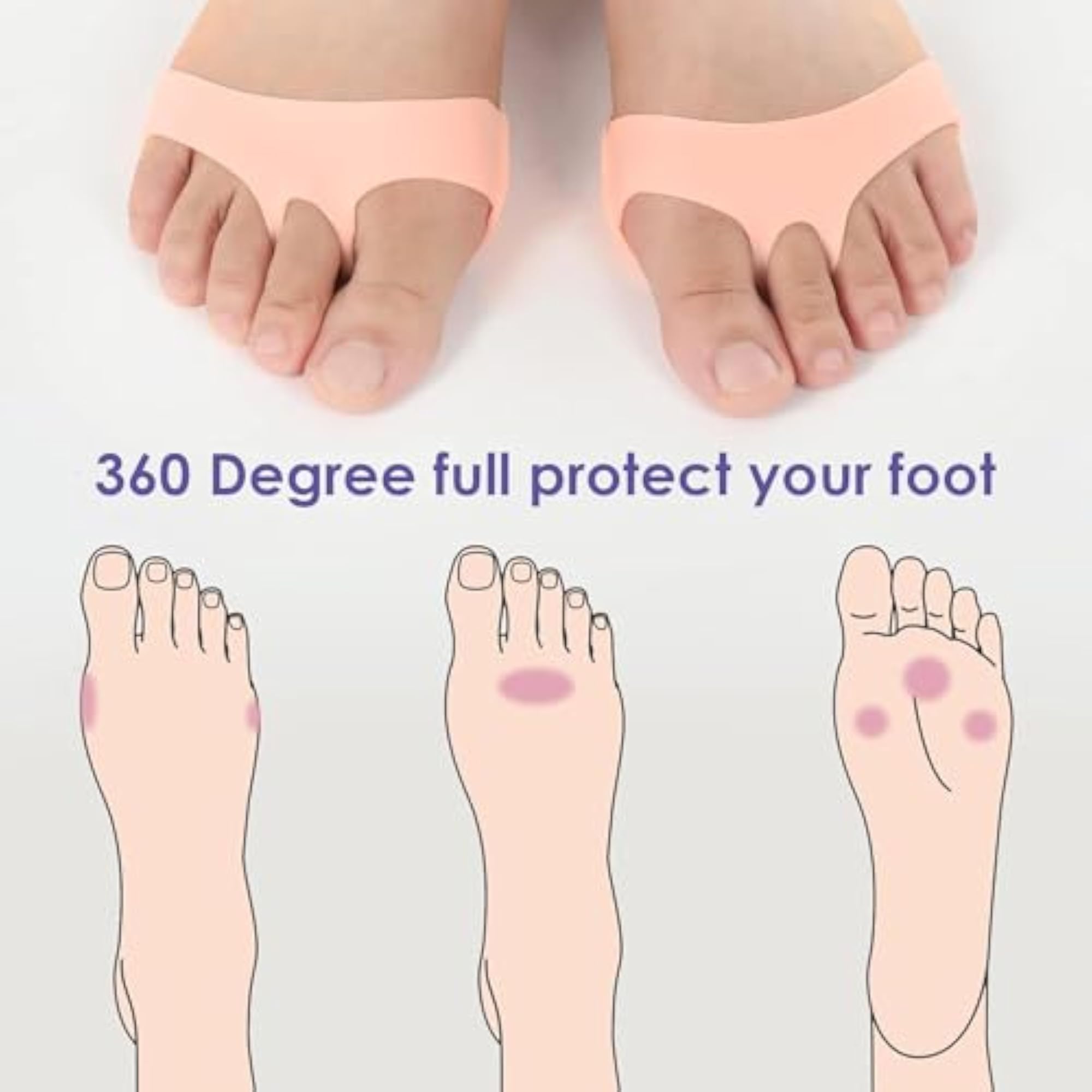 Silicone Gel Half Toe Sleeve for Pain Relief, Forefoot