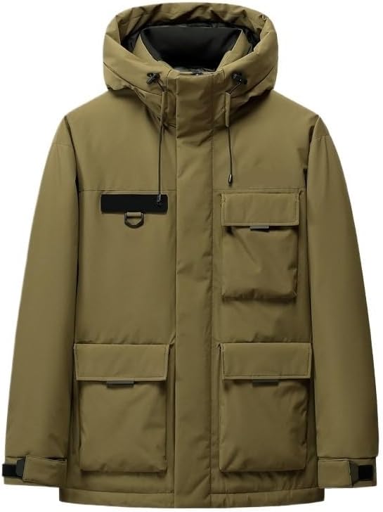 Mens Hooded Down Jacket Winter Youth Casual Outdoor Sport Workwear Versatile Puffer Jackets
