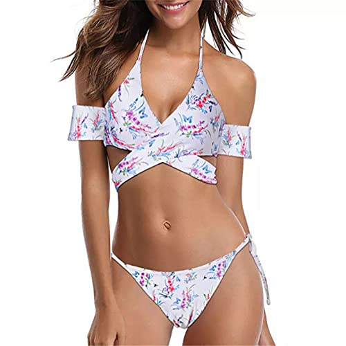 Bikini ensemble floral hors épaule avec coupe brésilienne élégante