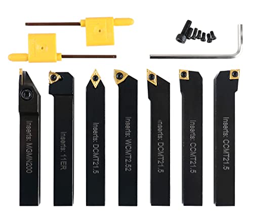 Accusize Industrial Tools 7 Pieces/Set 1/2'' Indexable Carbide Turning Tool Set In Fitted Box, 2387-2004 #TOP2