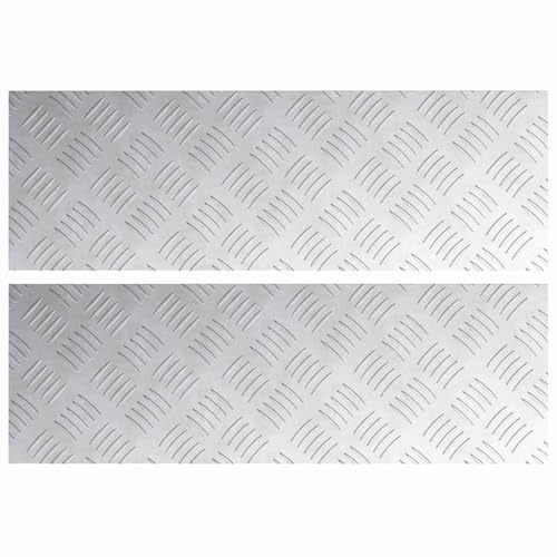 vidaXL Nez de Marche Rectangulaire 2 pcs Argenté 60 x 20 cm Aluminium, Salon, marches Modernes, Tapis de sécurité en Damier durables, protecteurs...