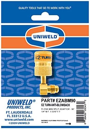 Uniweld EZABM90 Ez-Turn® Anti-Blowback R410a Mini Split Adapter, 1/4" M.F. X 5/16" (1/2"-20) Female, 90° image 4