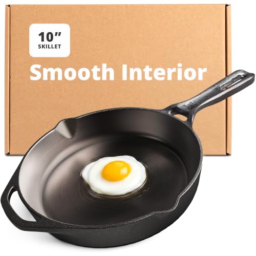 Greater Goods 10" Cast Iron Skillet, Smooth Surface, Nonstic...