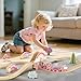 Lehoo Castle Wooden Train Set, Unicorn Train Set for Toddlers 2-4, Wooden Train Track Toddler Girl Toys Pink Train Fantasy Toys for 3 4 5 6 Year Old Girl
