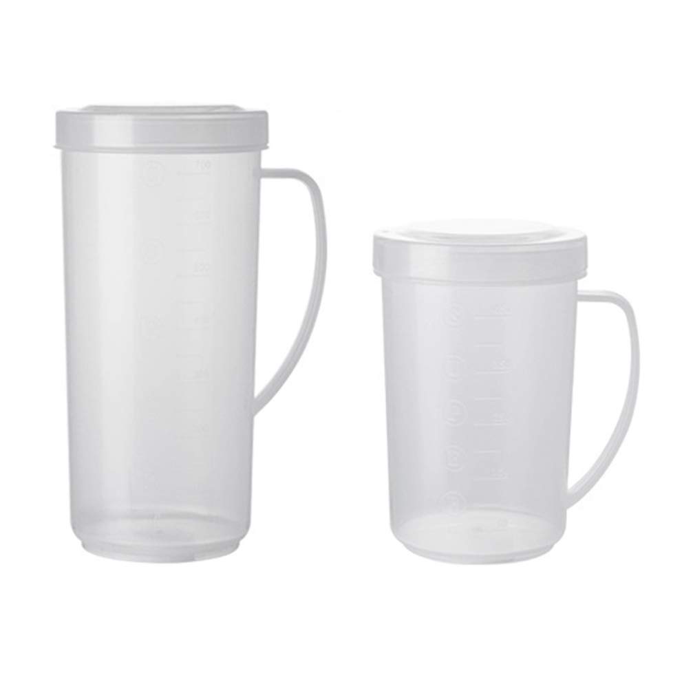 OSALADI 2pcs Large Water Pitcher with Lid Measuring Cups Plastic Water Carafe Iced Tea Pitcher Jug for Water Tea Juice Lemonade Beverage 550ml 800ml