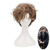  Peluca para bestias fantásticas y dónde encontrarlas t Scamander corta marrón marrón ombre cosplay pelucas de halloween juego de papel de cabello