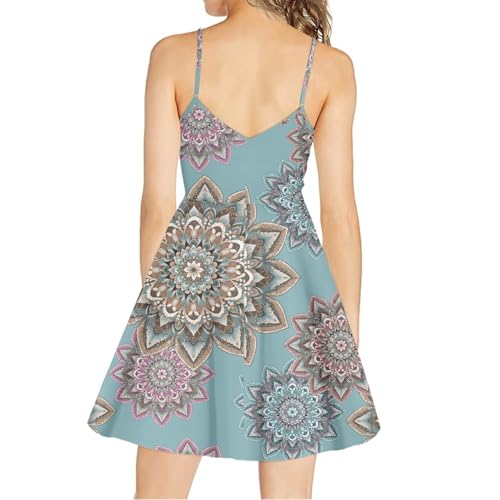 Image of Spaghetti Strap Midi Satin Dresses Summer Sleeveless Sundree Women Girl Beach Party Swing Dress