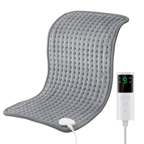 Cuscino Riscaldante Elettrico, Morbido Cuscinetto Riscaldato 29x58cm Con Controller LCD, 9 Livelli Di Riscaldamento, 4 Impostazioni Di Timer, Ideale Per Schiena Spalle Pancia