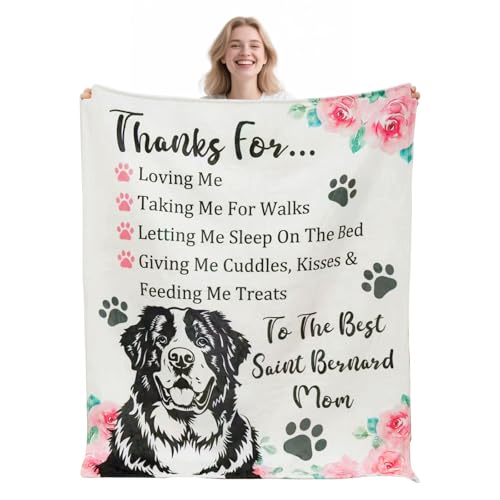 Tian Zhun Saint Bernard Gifts for Women Dog Lovers Soft Warm Saint Bernard Blanket Throw 50 x 60 Inch for Christmas Mothers Day Birthday