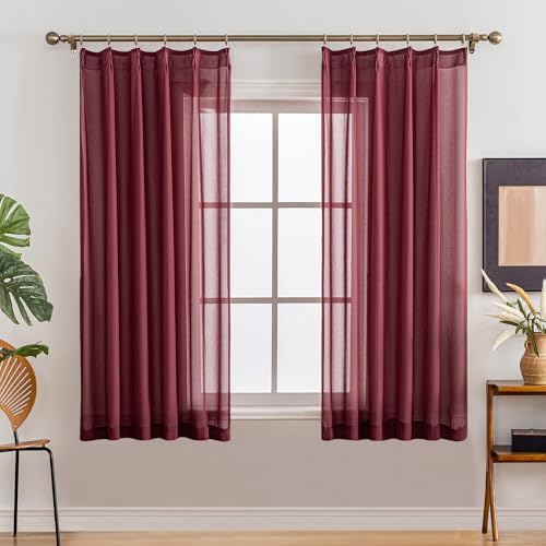 Pinch Pleated Sheer Curtains 63 Inches Long 2 Panels Set...