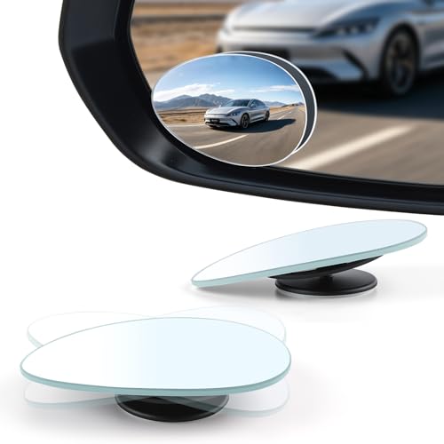 Image of LivTee Blind Spot Mirror, Oval HD Glass Frameless Convex Rear View Mirror with wide angle Adjustable Stick for Cars SUV and Trucks, Pack of 2
