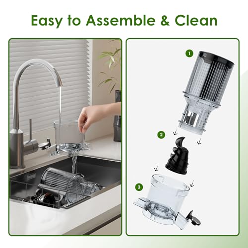 whall Cold Press Juicer, Touchscreen Juicer Machines with 4.5'' Large Feed Chute, Stainless Steel Masticating Juicers Easy to Clean, Vegetable & Fruit, High Juice Yield, 2 Speed Modes, Silver by whall - Image 7
