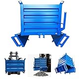 Heavy Duty Self-Dumping Steel Hopper | Forklift Dump Bin for Scrap, Parts, and Industrial Waste |4400 lbs Capacity | Customizable Sizes (55in*39in*39in) Blue